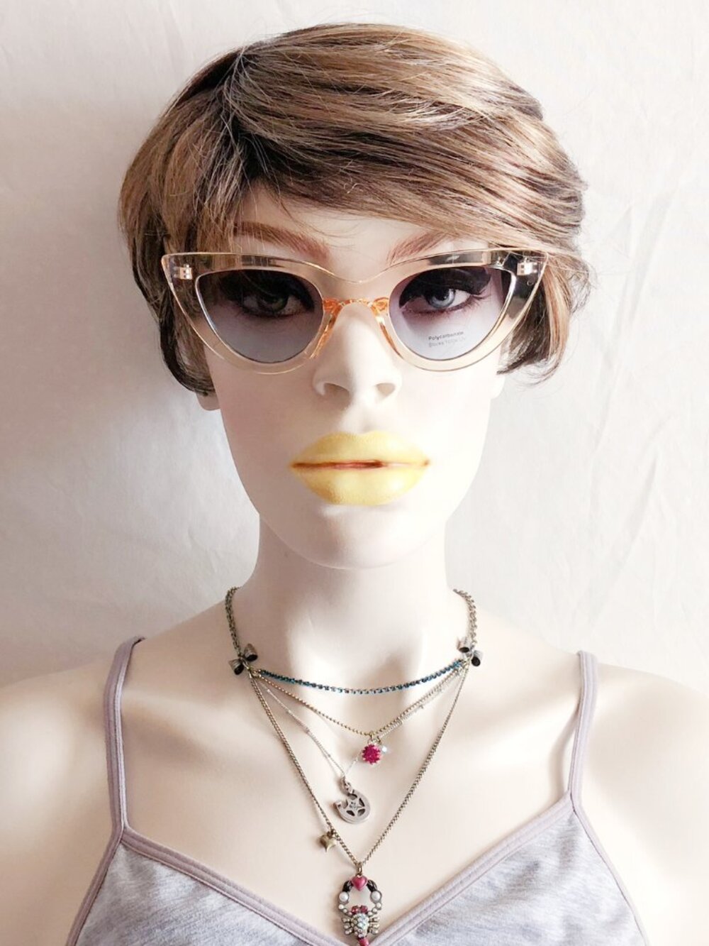 Champagne Beige Transparent Cat Eye Sunglasses